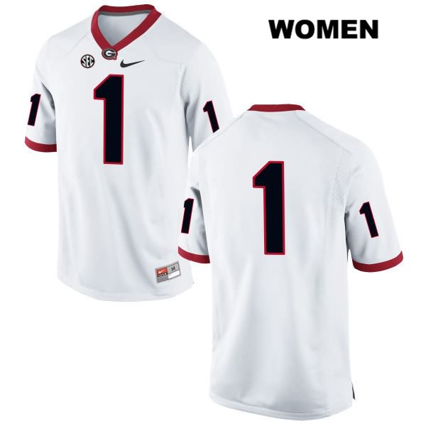 Georgia Bulldogs Women's Sony Michel #1 NCAA No Name Authentic White Nike Stitched College Football Jersey OQJ2356TB